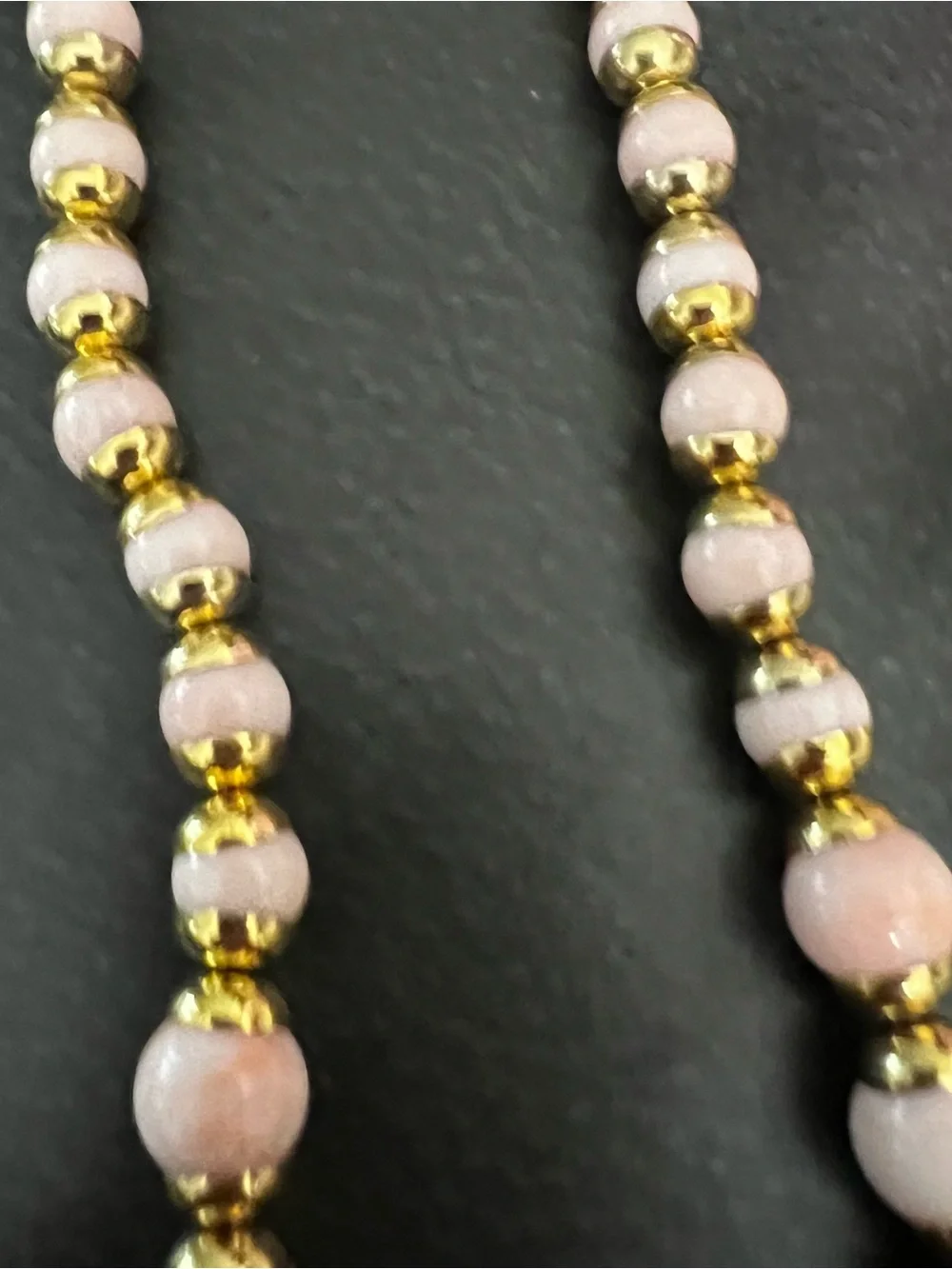 Gold & Pink Beaded Necklace and Bracelet Set 70’s AVON